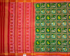 Green narikunj Sankai design Patola saree - SindhoiPatolaArt