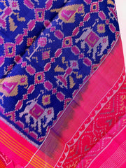 pink and blue narikunj design patola dupatta - SindhoiPatolaArt