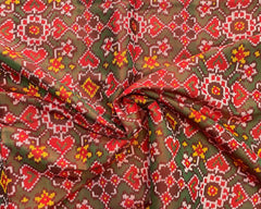 Red & Green Manekchowk Designer Patola - SindhoiPatolaArt