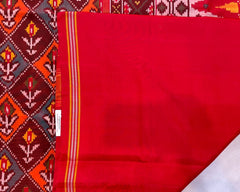Red Flower Designer Patola - SindhoiPatolaArt