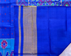 Blue Dot with Peacock Scut Border Designer Patola - SindhoiPatolaArt