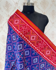 Red & Blue Panchanda Patola Dupatta - SindhoiPatolaArt