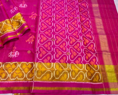 Rani Pink Narikunj design zari butti weave patola - SindhoiPatolaArt