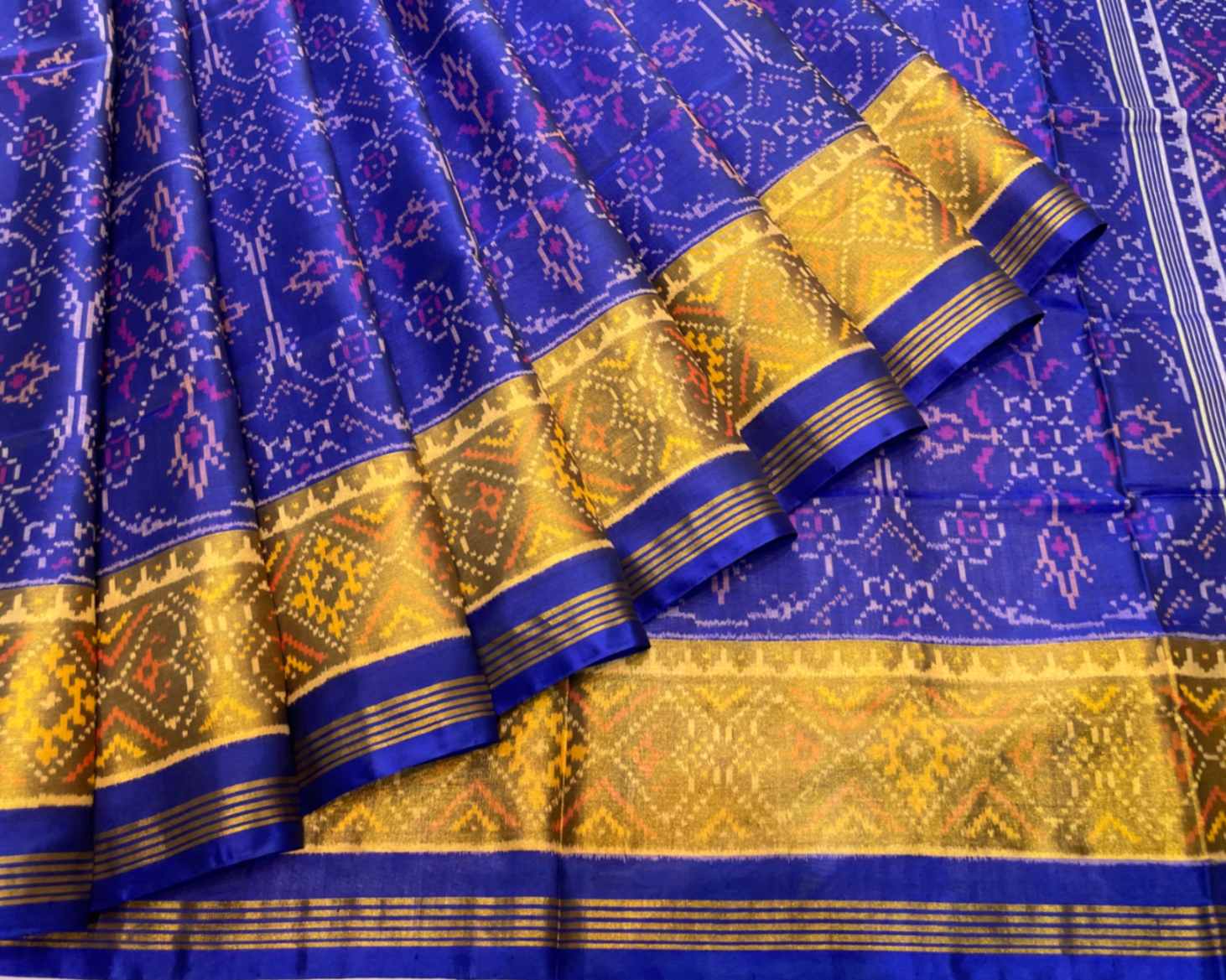 Blue Chhabdi Design patola Saree - SindhoiPatolaArt
