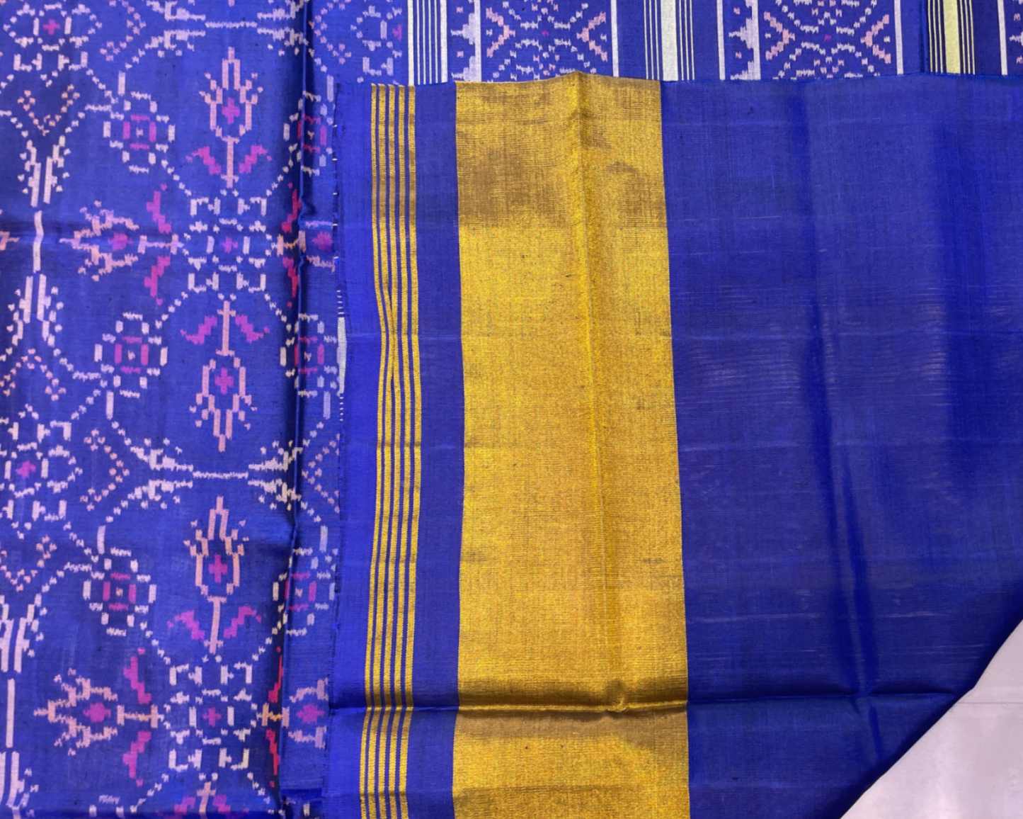 Blue Chhabdi Design patola Saree - SindhoiPatolaArt