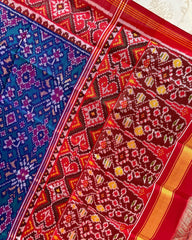 Red & Turquoise Navratan Patola Dupatta - SindhoiPatolaArt