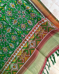 Green Chhabdi Patola Dupatta - SindhoiPatolaArt