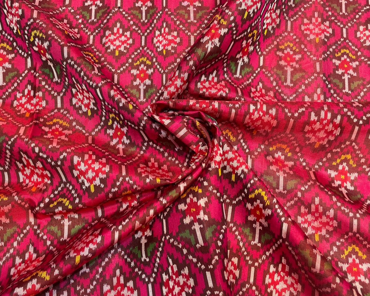 Maroon & Pink Fulkari Designer Patola - SindhoiPatolaArt