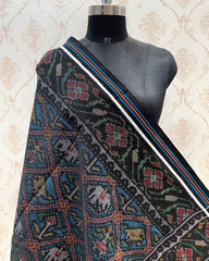 Black & Blue Narikunj Patola Shawl - SindhoiPatolaArt