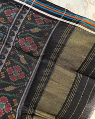 Black & Blue Narikunj Patola Shawl - SindhoiPatolaArt