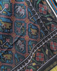 Black & Blue Narikunj Patola Shawl - SindhoiPatolaArt