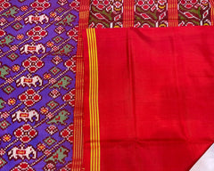 Red & Purple Narikunj Leheriya Patola Saree - SindhoiPatolaArt