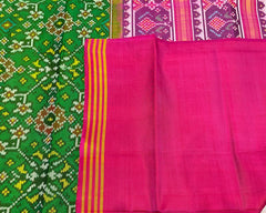 Pink & Green Navratan Patola Saree - SindhoiPatolaArt