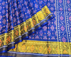 Blue Flower Designer Patola Saree - SindhoiPatolaArt