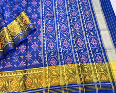 Blue Flower Designer Patola Saree - SindhoiPatolaArt