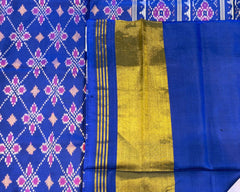 Blue Flower Designer Patola Saree - SindhoiPatolaArt