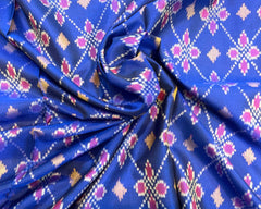 Blue Flower Designer Patola Saree - SindhoiPatolaArt