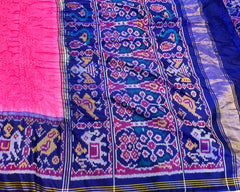 Blue & Pink Patola Bandhani - SindhoiPatolaArt