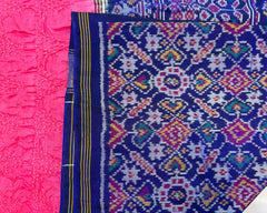 Blue & Pink Patola Bandhani - SindhoiPatolaArt