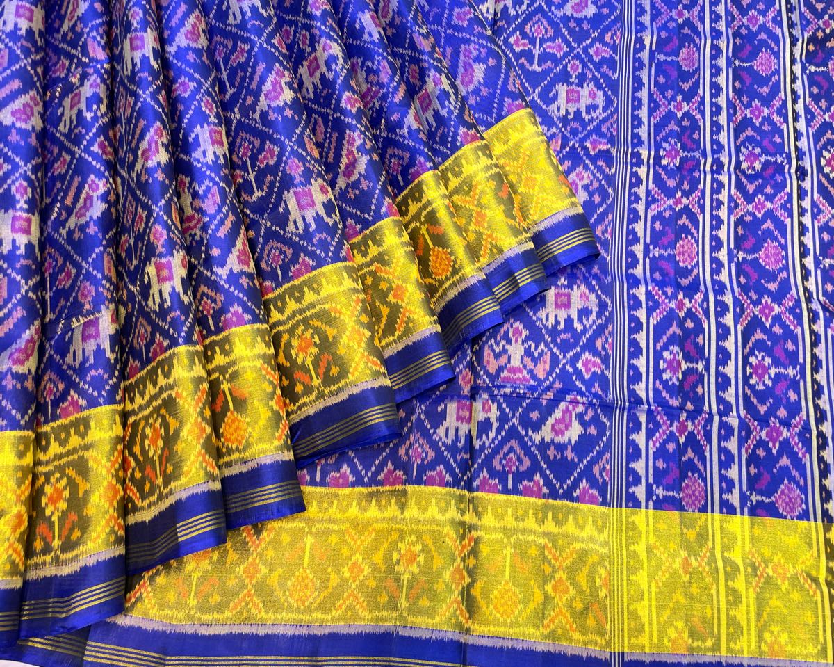 Blue Narikunj Designer Patola Saree - SindhoiPatolaArt