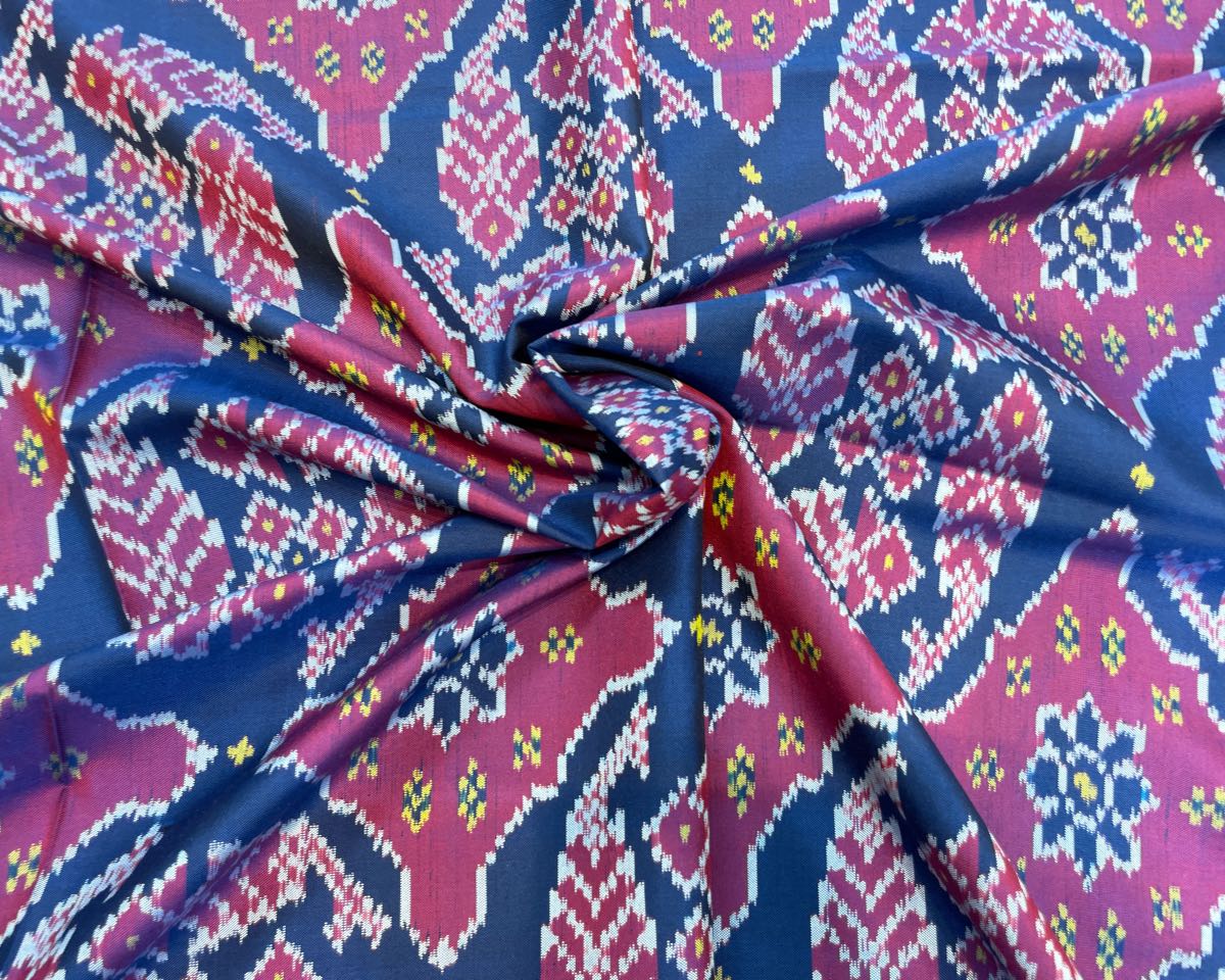 Red & Blue Fish Chhabdi Designer Patola Saree - SindhoiPatolaArt
