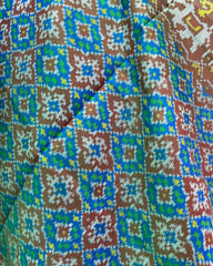 Green & Turquoise Buttonful Patola Dupatta - SindhoiPatolaArt