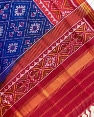 Red & Blue Panchanda Patola Dupatta - SindhoiPatolaArt