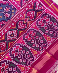 Pink & Turquoise Navratan Patola Dupatta - SindhoiPatolaArt