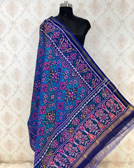 Navy & light Blue Navratan Patola Dupatta - SindhoiPatolaArt
