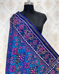 Navy & light Blue Navratan Patola Dupatta - SindhoiPatolaArt