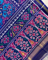 Navy & light Blue Navratan Patola Dupatta - SindhoiPatolaArt