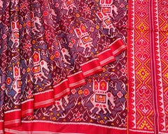 Red Elephant Chhabdi Designer Patola Saree - SindhoiPatolaArt