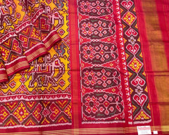 Red & Yellow Traditional Elephant Patola Saree - SindhoiPatolaArt