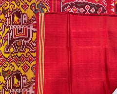 Red & Yellow Traditional Elephant Patola Saree - SindhoiPatolaArt