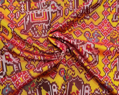 Red & Yellow Traditional Elephant Patola Saree - SindhoiPatolaArt
