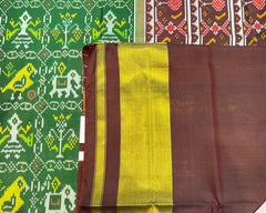 Maroon & Green Narikunj Designer Patola Saree - SindhoiPatolaArt