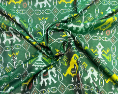 Maroon & Green Narikunj Designer Patola Saree - SindhoiPatolaArt