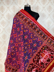 Red and purple navratn design patola dupatta - SindhoiPatolaArt