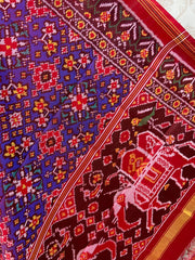Red and purple navratn design patola dupatta - SindhoiPatolaArt