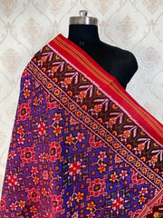 Red and purple navratn design patola dupatta - SindhoiPatolaArt
