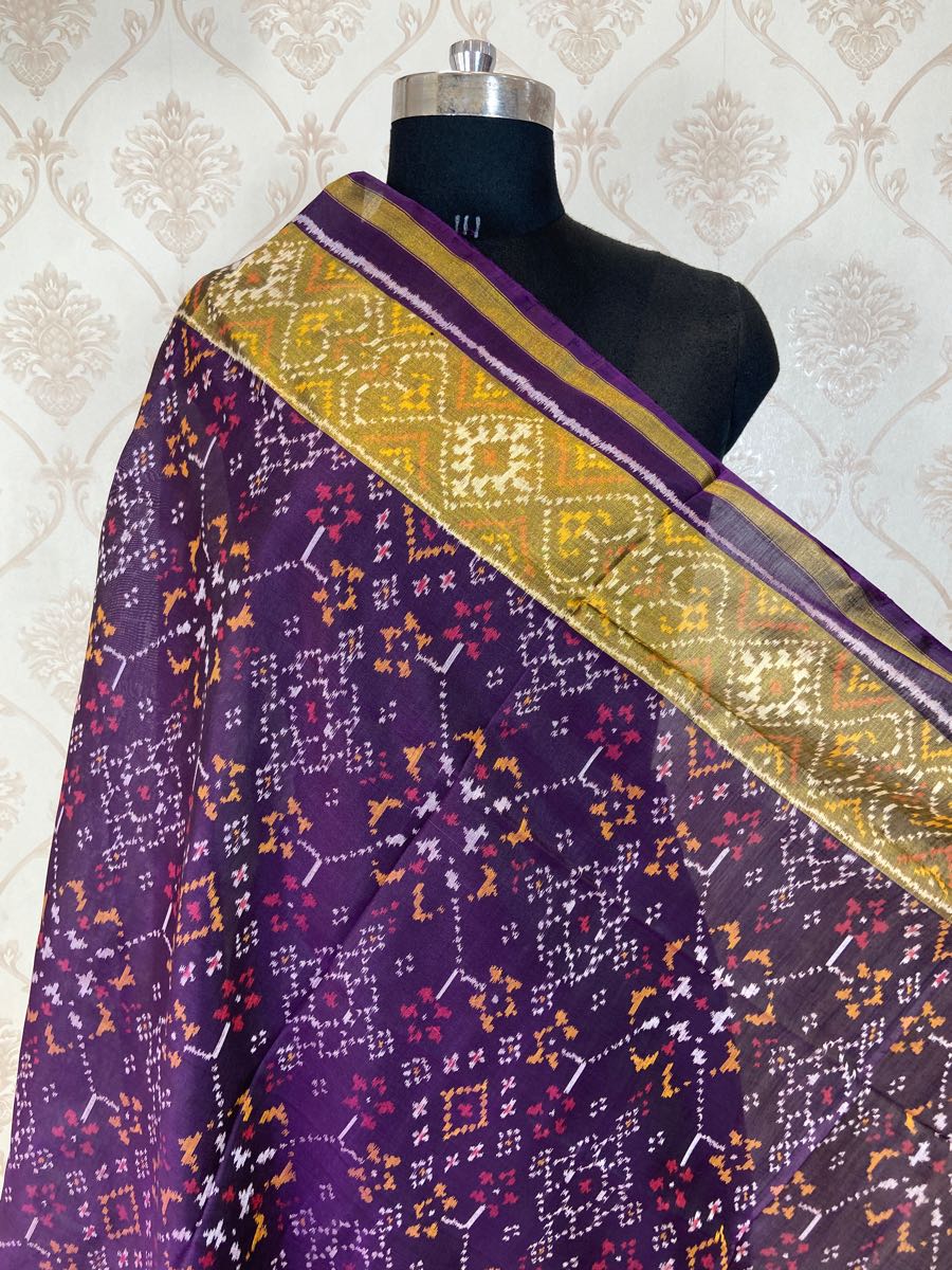 Purple navratna patola dupatta - SindhoiPatolaArt