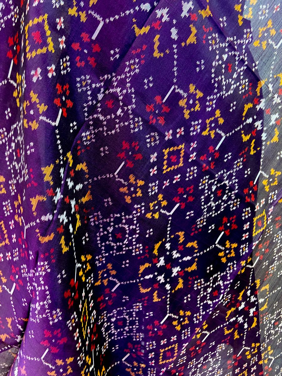 Purple navratna patola dupatta - SindhoiPatolaArt