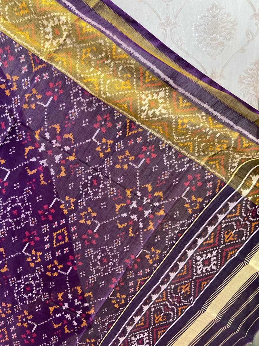 Purple navratna patola dupatta - SindhoiPatolaArt