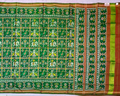 green narikunj design patola saree - SindhoiPatolaArt