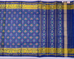 Blue chandabhat design patola saree - SindhoiPatolaArt