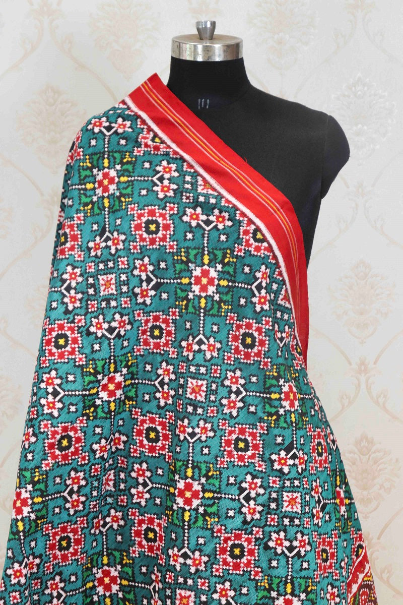 Rama green navratna design patola dupatta - SindhoiPatolaArt
