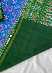 Green & Blue Navratna Patola Saree - SindhoiPatolaArt