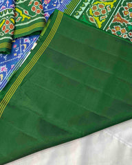 Green & Blue Narikunj Patola Saree - SindhoiPatolaArt