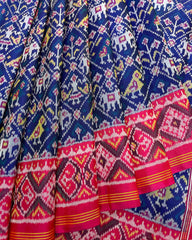 Pink & Blue Narikunj Designer Patola Saree