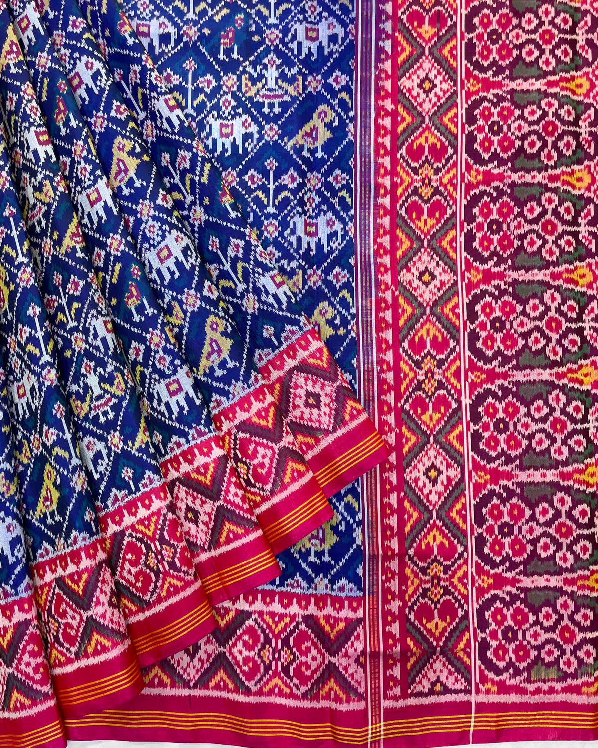 Pink & Blue Narikunj Designer Patola Saree
